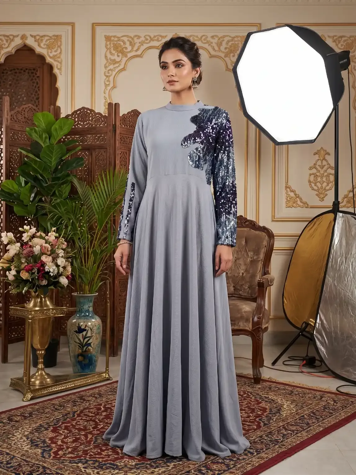 ash sequin abaya – Glimmering Rain