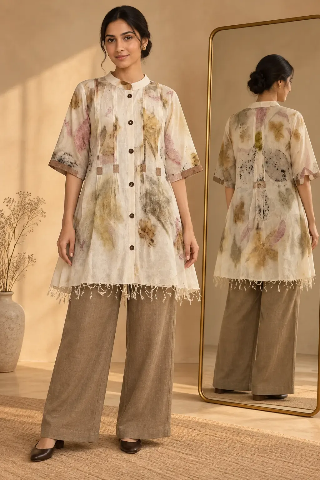 beige eco print top – Botani