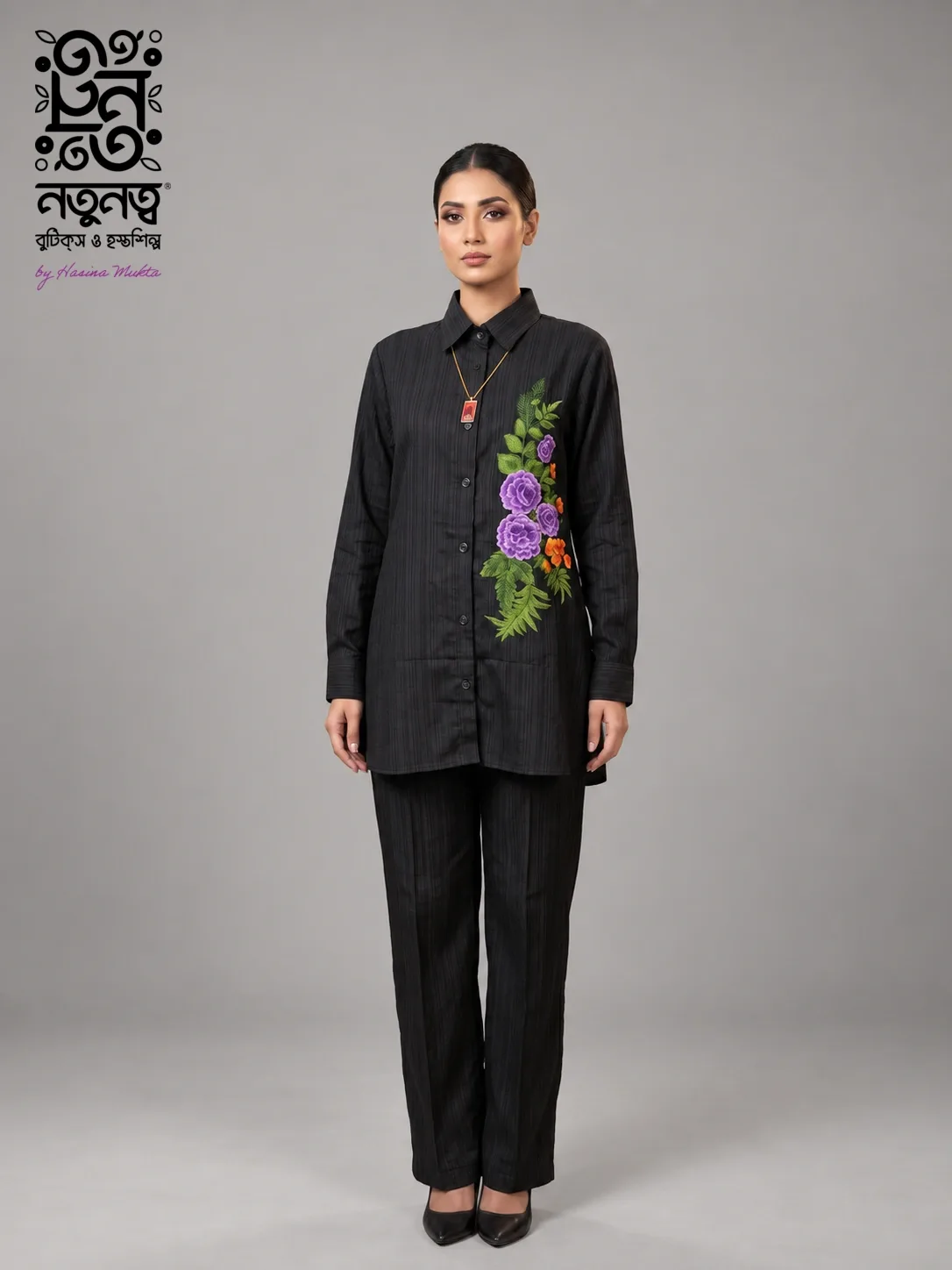 black co-ord set – Midnight Blossom