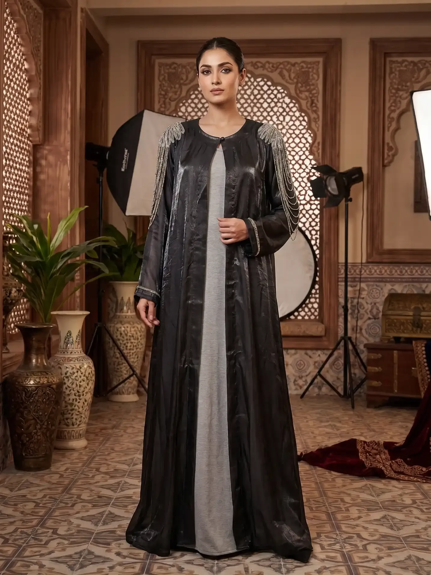 black lace abaya – Imperial Silver