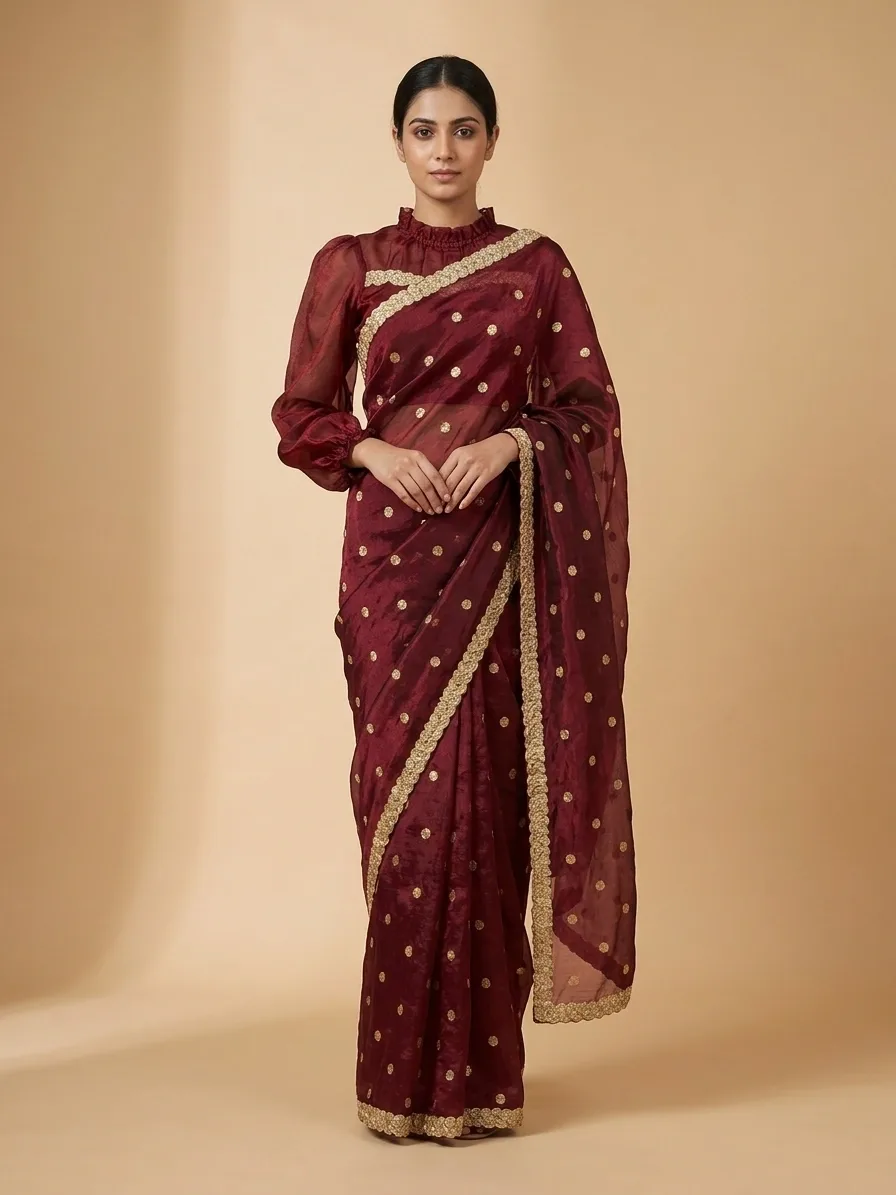 fendi silk saree – Zari Lattice