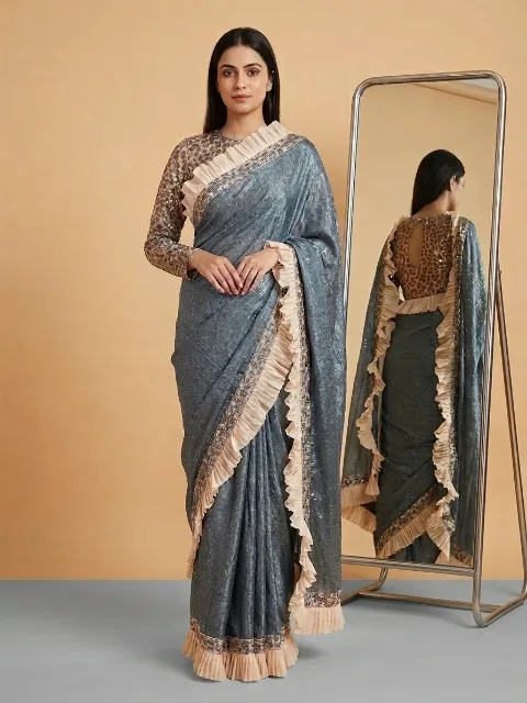 fendi silk saree – Ruffle Drape
