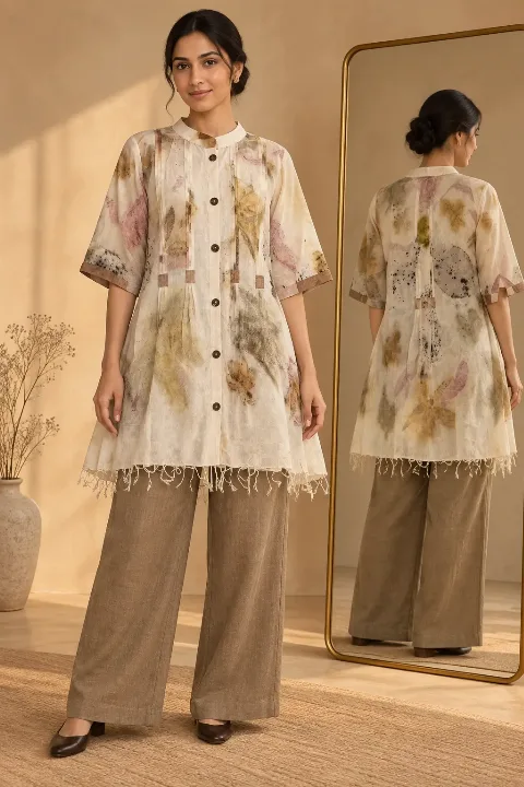 beige eco print top – Botani