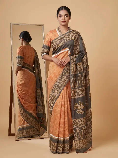 brown batik saree – Cut Batik Classic